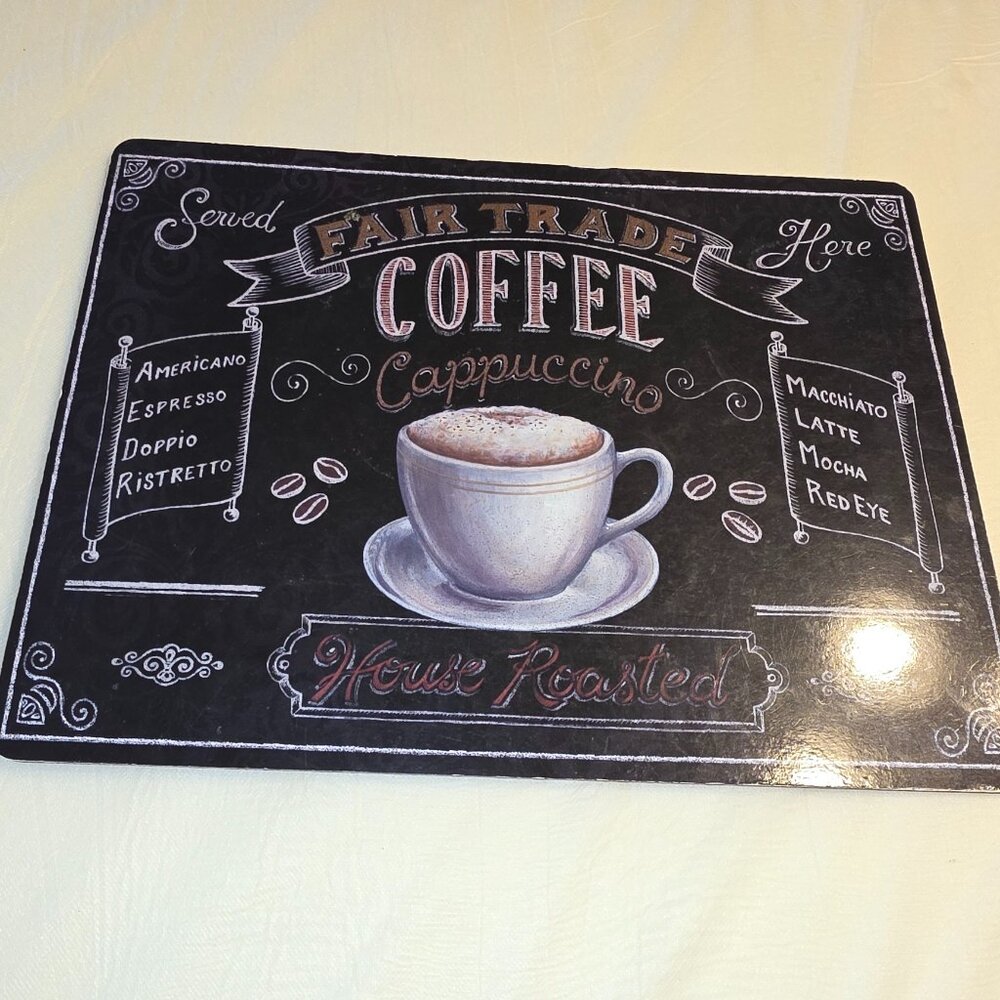 Coffee Sign Home Decor Board Placemat Kitschy Novelty Cafe Themed